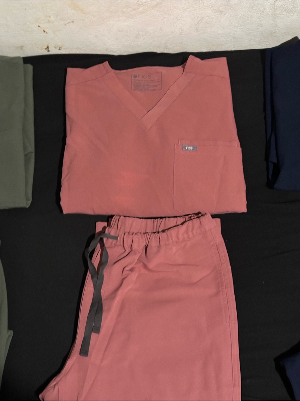 Coral Pink Scrub Set - V-Neck Top & Drawstring Pants